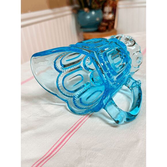 Vintage L.E. Smith Glass Blue Crystal Glass Moon and Stars Creamer Pitcher - Picture 4 of 6